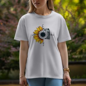 Flower Camera - Half Sleeve T-Shirt For Women