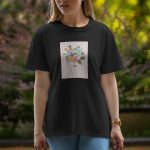 Flower With Girl Art - Half Sleeve T-Shirt For Women