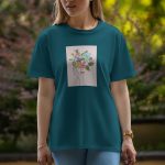 Flower With Girl Art - Half Sleeve T-Shirt For Women