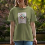 Flower With Girl Art - Half Sleeve T-Shirt For Women