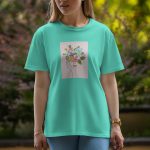 Flower With Girl Art - Half Sleeve T-Shirt For Women