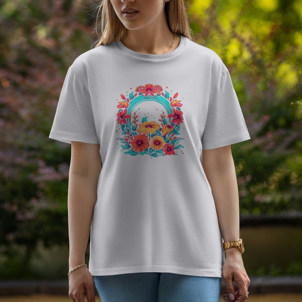 Flowers - Half Sleeve T-Shirt For Women