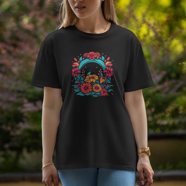 Flowers - Half Sleeve T-Shirt For Women