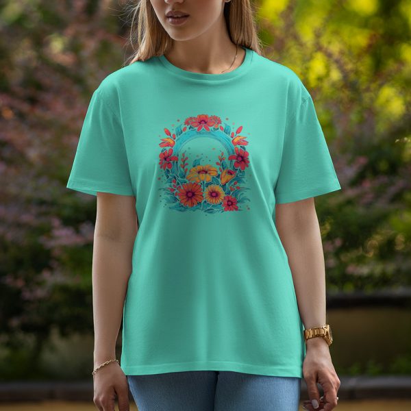 Flowers - Half Sleeve T-Shirt For Women