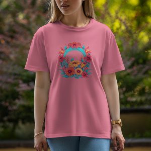 Flowers - Half Sleeve T-Shirt For Women