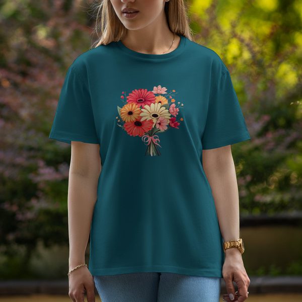 Flowers - Half Sleeve T-Shirt For Women