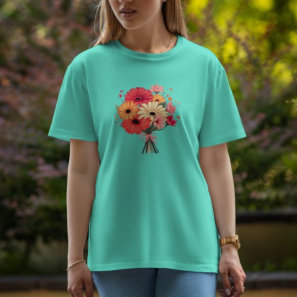 Flowers - Half Sleeve T-Shirt For Women