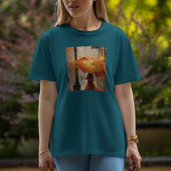 Girl With Umbrella - Half Sleeve T-Shirt For Women