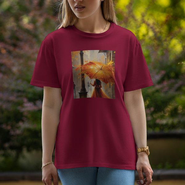 Girl With Umbrella - Half Sleeve T-Shirt For Women