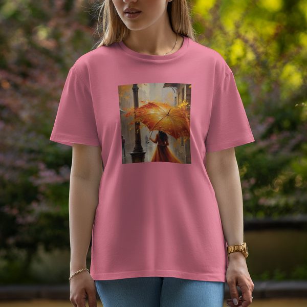 Girl With Umbrella - Half Sleeve T-Shirt For Women