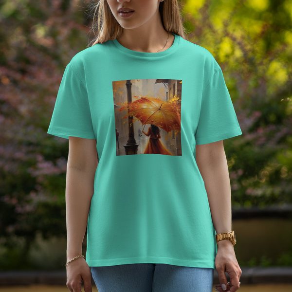 Girl With Umbrella - Half Sleeve T-Shirt For Women