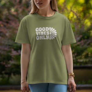 Good Vibes Only - Half Sleeve T-Shirt For Women