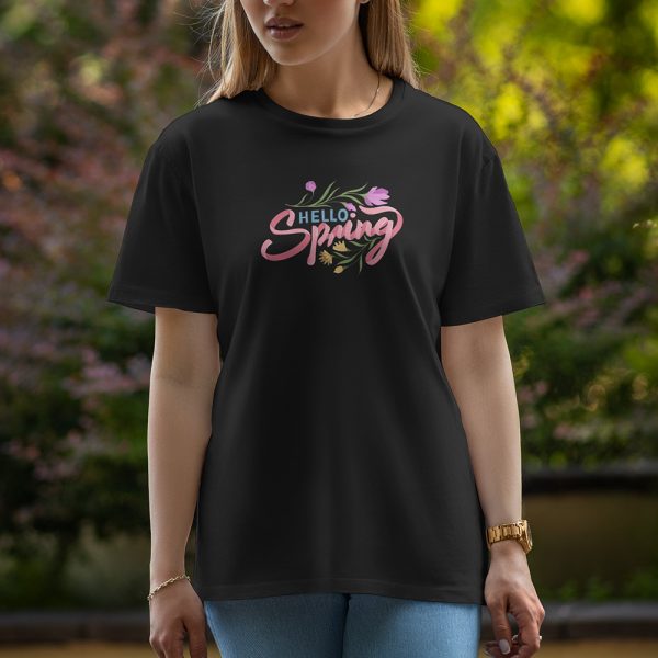 Hello Spring - Half Sleeve T-Shirt For Women