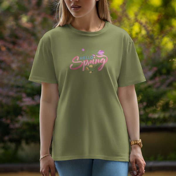 Hello Spring - Half Sleeve T-Shirt For Women