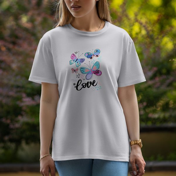 Love Butterfly - Half Sleeve T-Shirt For Women