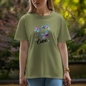 Love Butterfly - Half Sleeve T-Shirt For Women