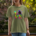 Love With Flower - Half Sleeve T-Shirt For Women