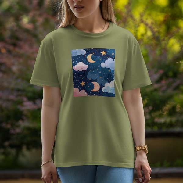 Moon And Star - Half Sleeve T-Shirt For Women