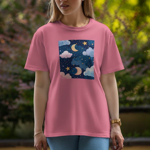 Moon And Star - Half Sleeve T-Shirt For Women