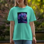 Moon With Tree - Half Sleeve T-Shirt For Women