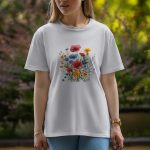 Red Flowers - Half Sleeve T-Shirt For Women