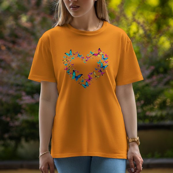 Butterfly Love Shape - Half Sleeve T-Shirt For Women