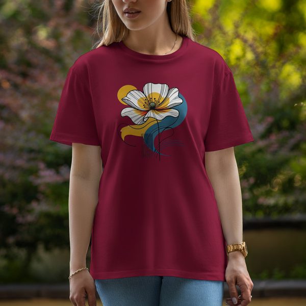 One Flower - Half Sleeve T-Shirt For Women