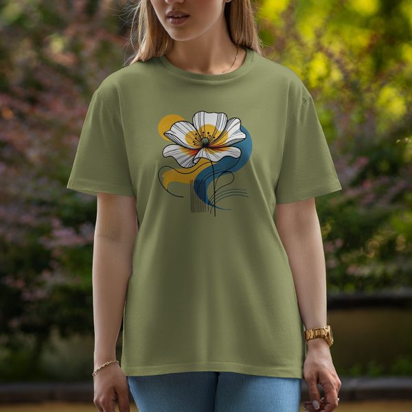 One Flower - Half Sleeve T-Shirt For Women