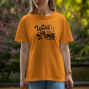 Wake Up And Smile - Half Sleeve T-Shirt For Women