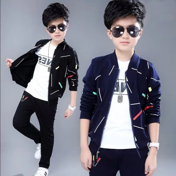 New Looks Boys Hoodie and pants two-piece set Multiple color print for children's