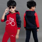 Sportswear Suit Children Girls Sets Hoodies Black and Red Suitable Wear