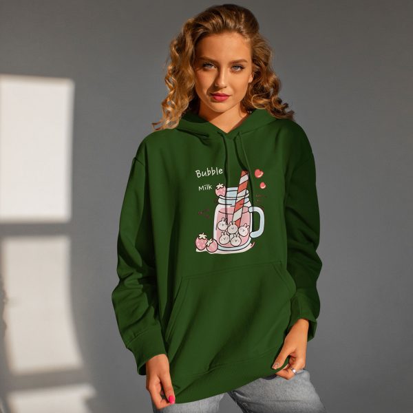 Premium Quality Stylish Cotton Hoodie For Women Bubble Milk