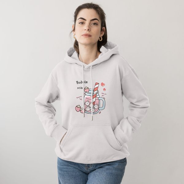 Premium Quality Stylish Cotton Hoodie For Women Bubble Milk