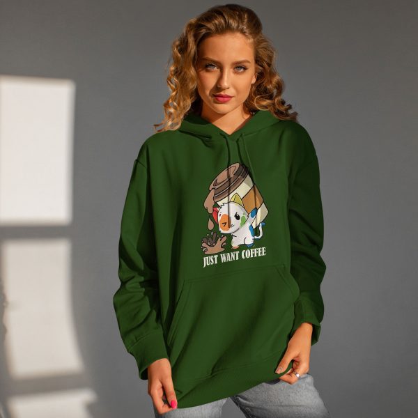 Premium Quality Stylish Cotton Hoodie For Women Just Coffee