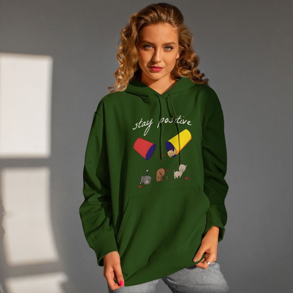 Premium Quality Stylish Cotton Hoodie For Women Stay Positive